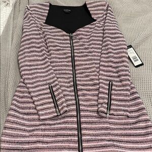 Bebe Pink and Black Striped Zip-Up Dress